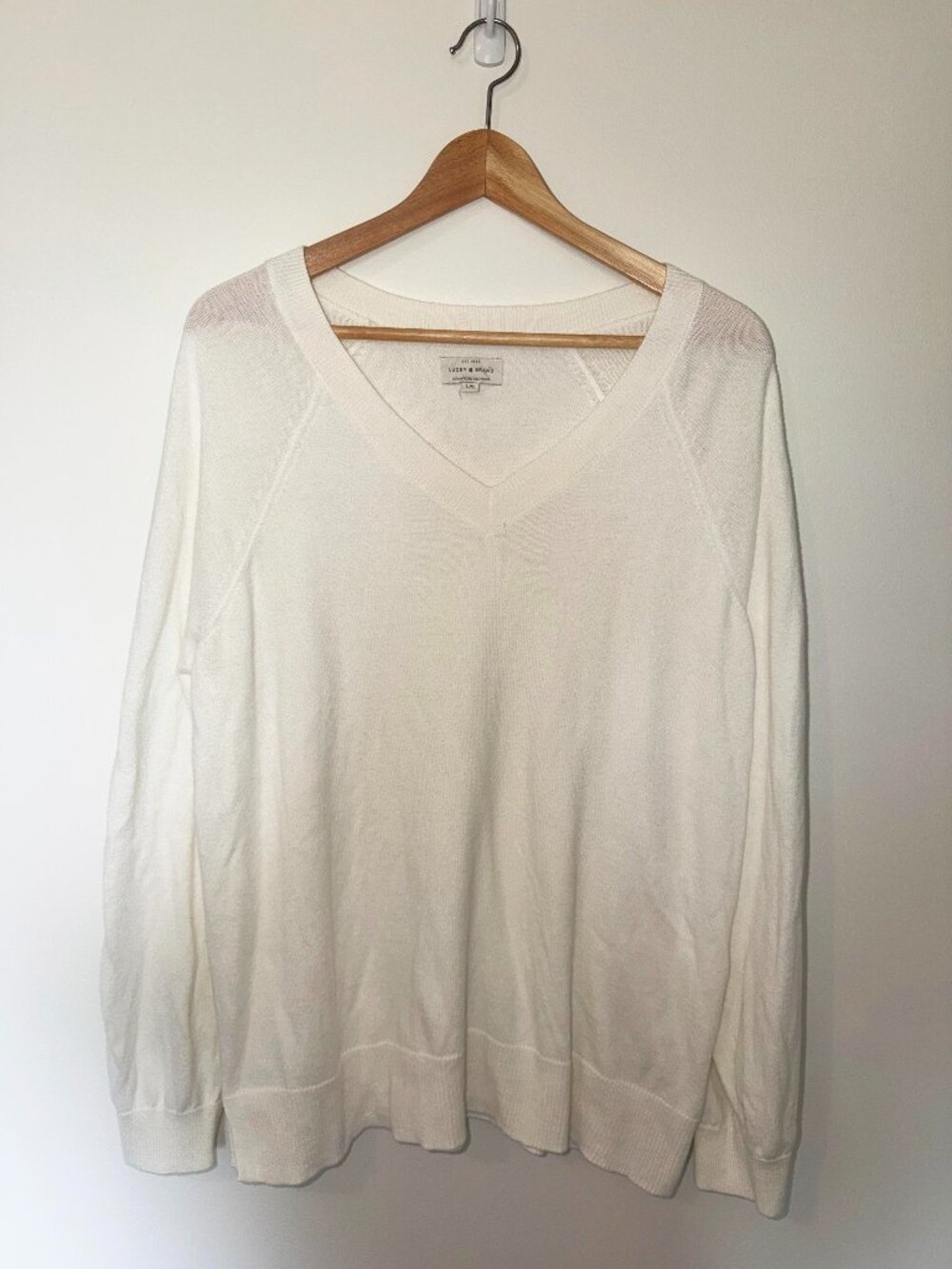 Lucky Brand Cream V-neck Sweater